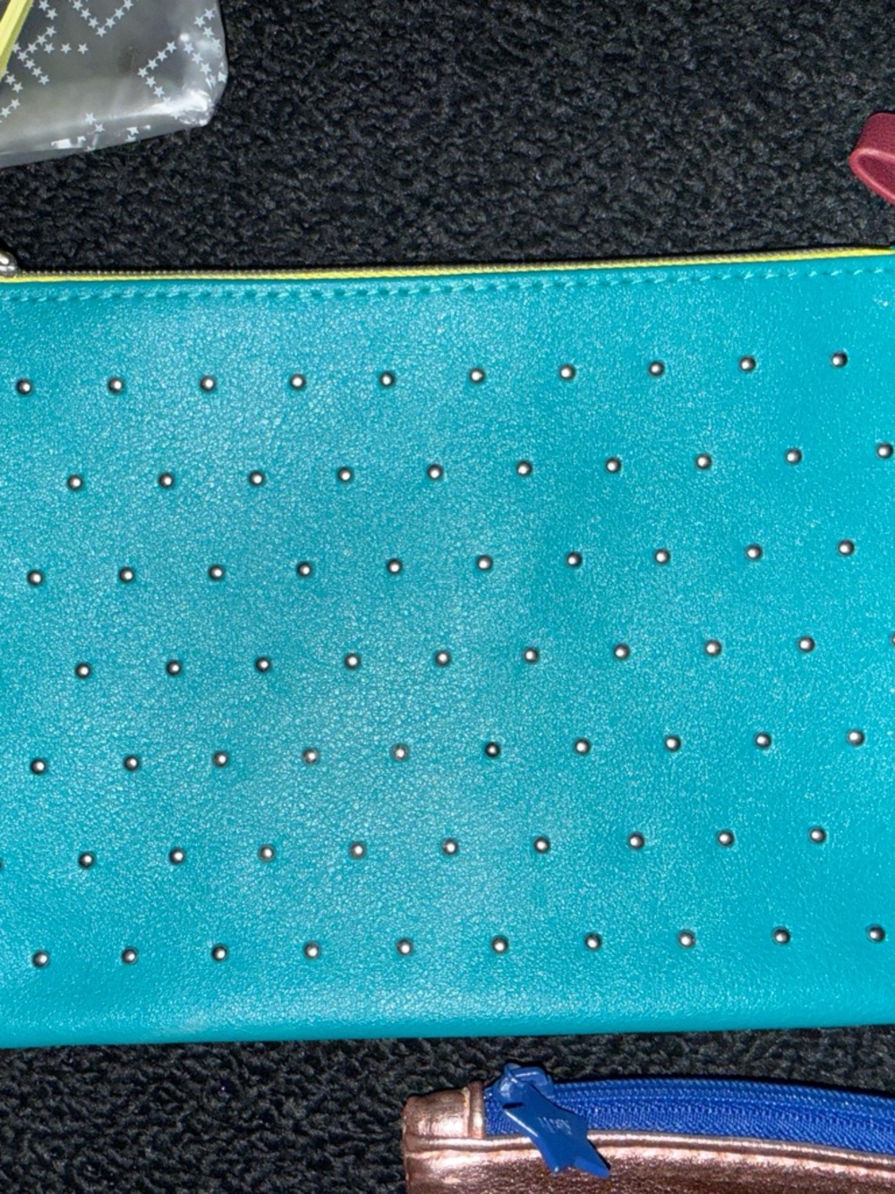 Turquoise Studded Women's Wristlet Pouch